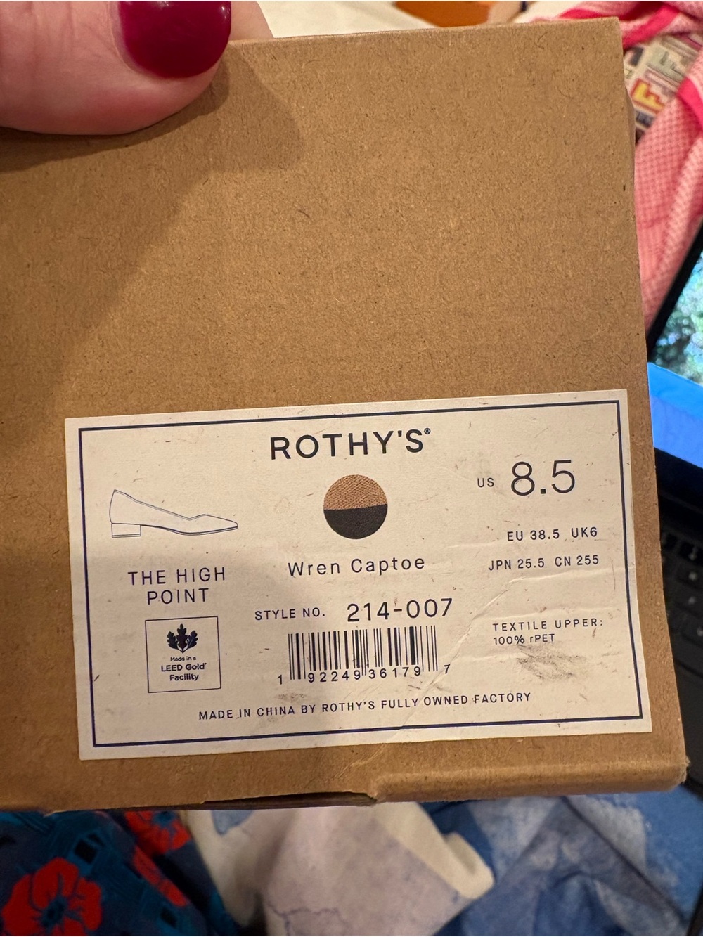 Rothy’s The High Point Wren Captoe Flats 8.5 Camel & Black NIB $190 Retail - Picture 2 of 10